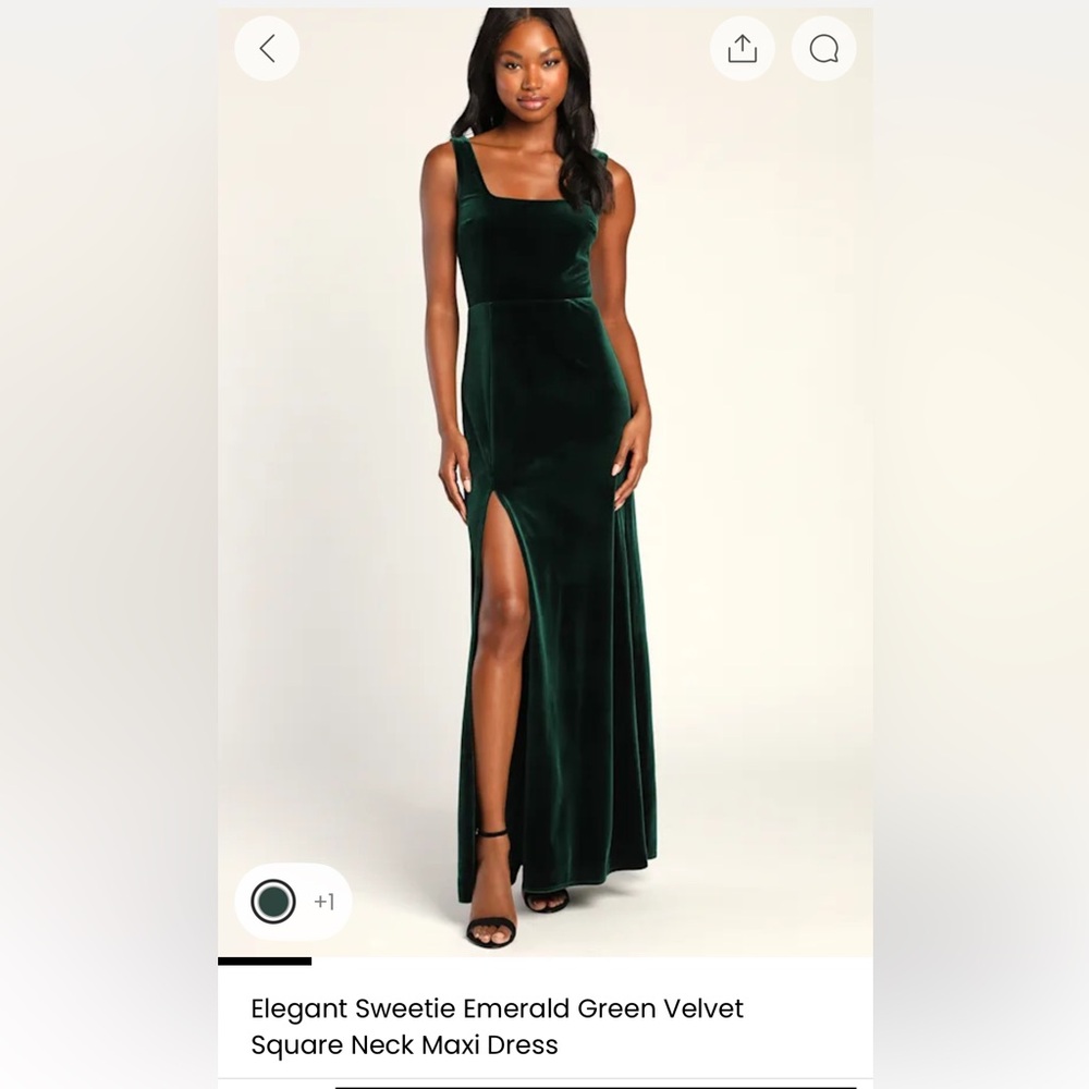 Lulu's Elegant Sweetie Emerald Green Velvet Square Neck Maxi Dress
